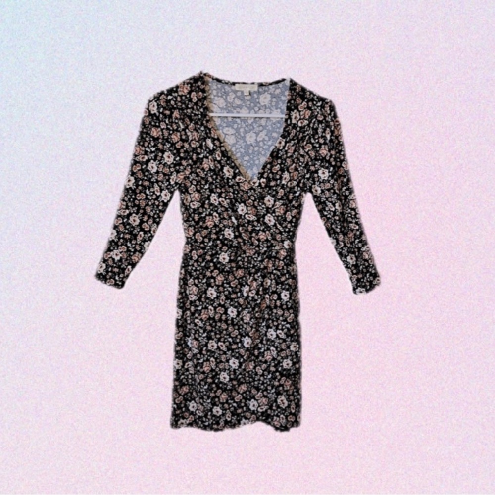 NWT • Ultra Flirt • Multi-Colored Floral Faux Wrap Mini/Midi Dress